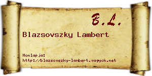 Blazsovszky Lambert névjegykártya
